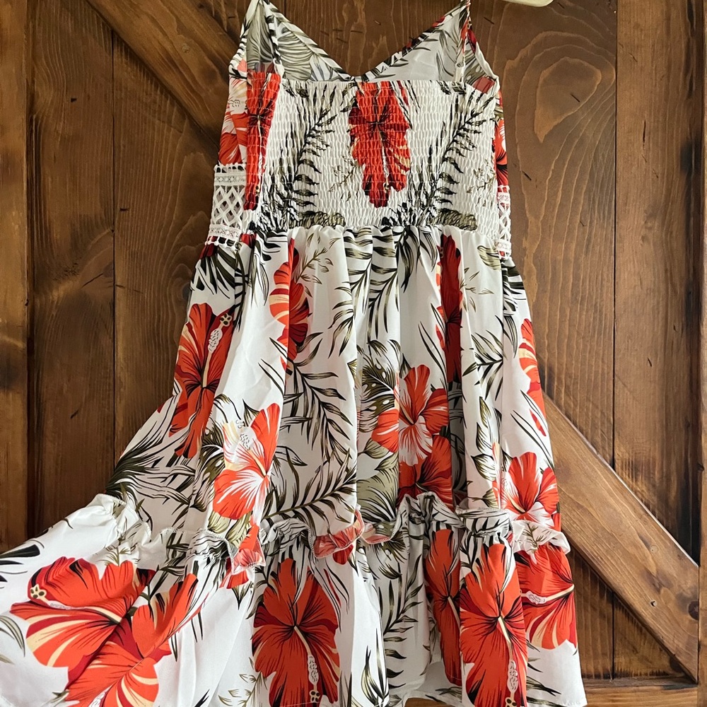SHEIN Red and White Floral Dress